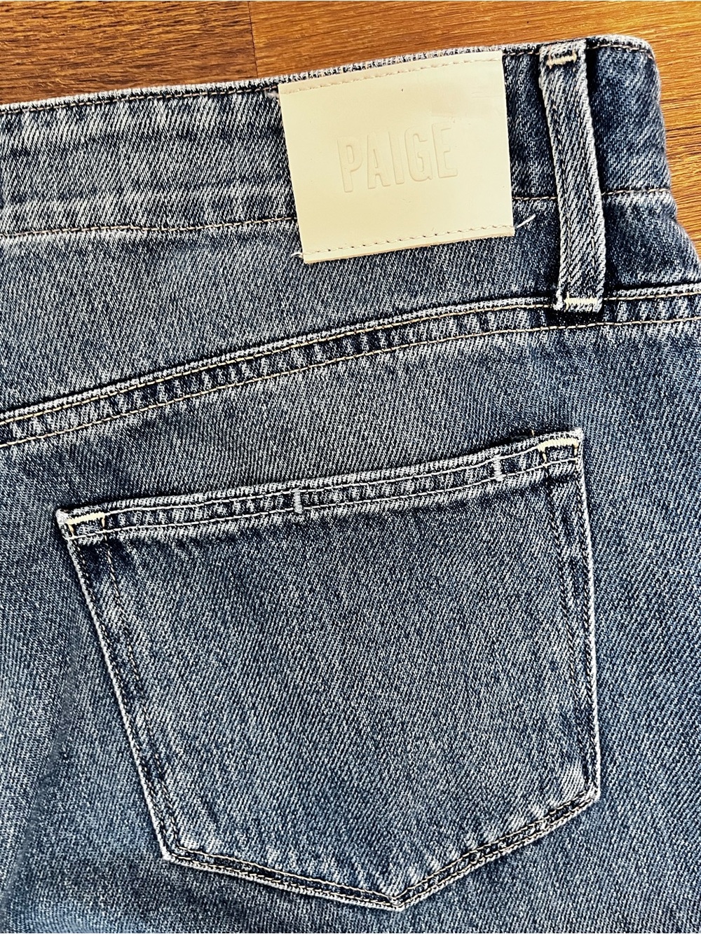 PAIGE Blue Wide-Leg Flare Jeans with Drawstring - Picture 4 of 6